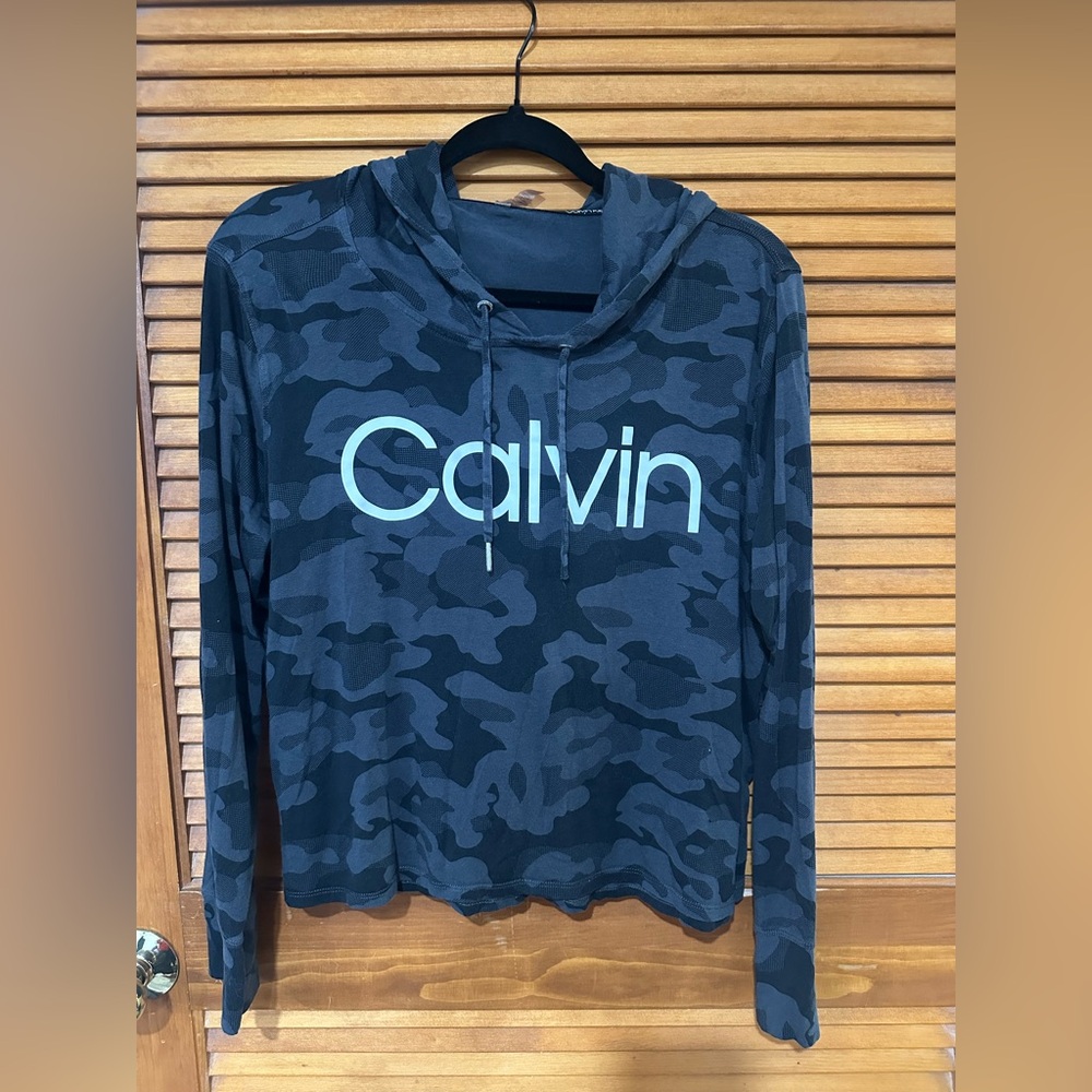 Calvin Klein Dark Gray & Black Camo Hoodie with Logo